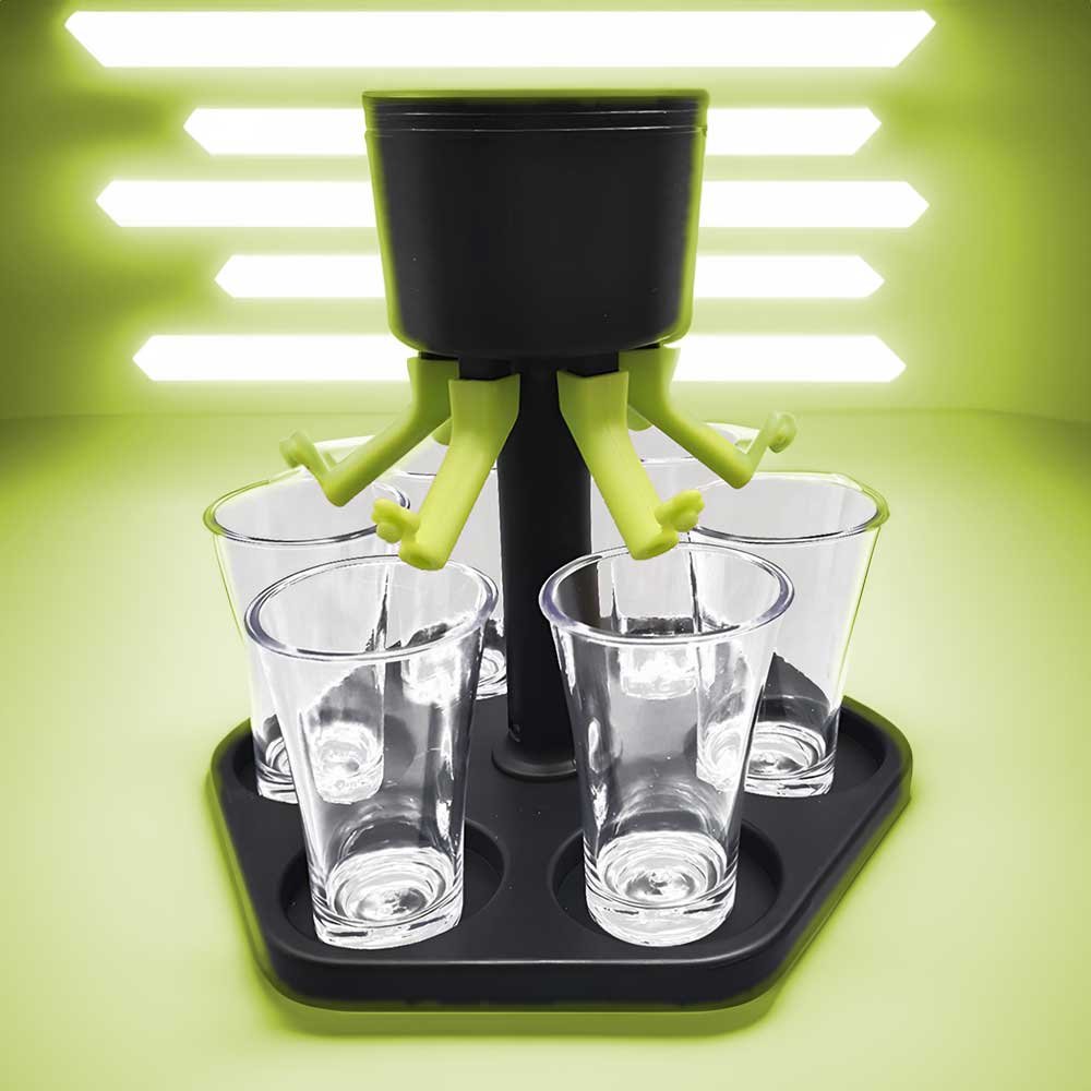 6-glazen dispenser - individueel afsluitbaar incl. 6 glazen, shot dispenser, shotglas dispenser