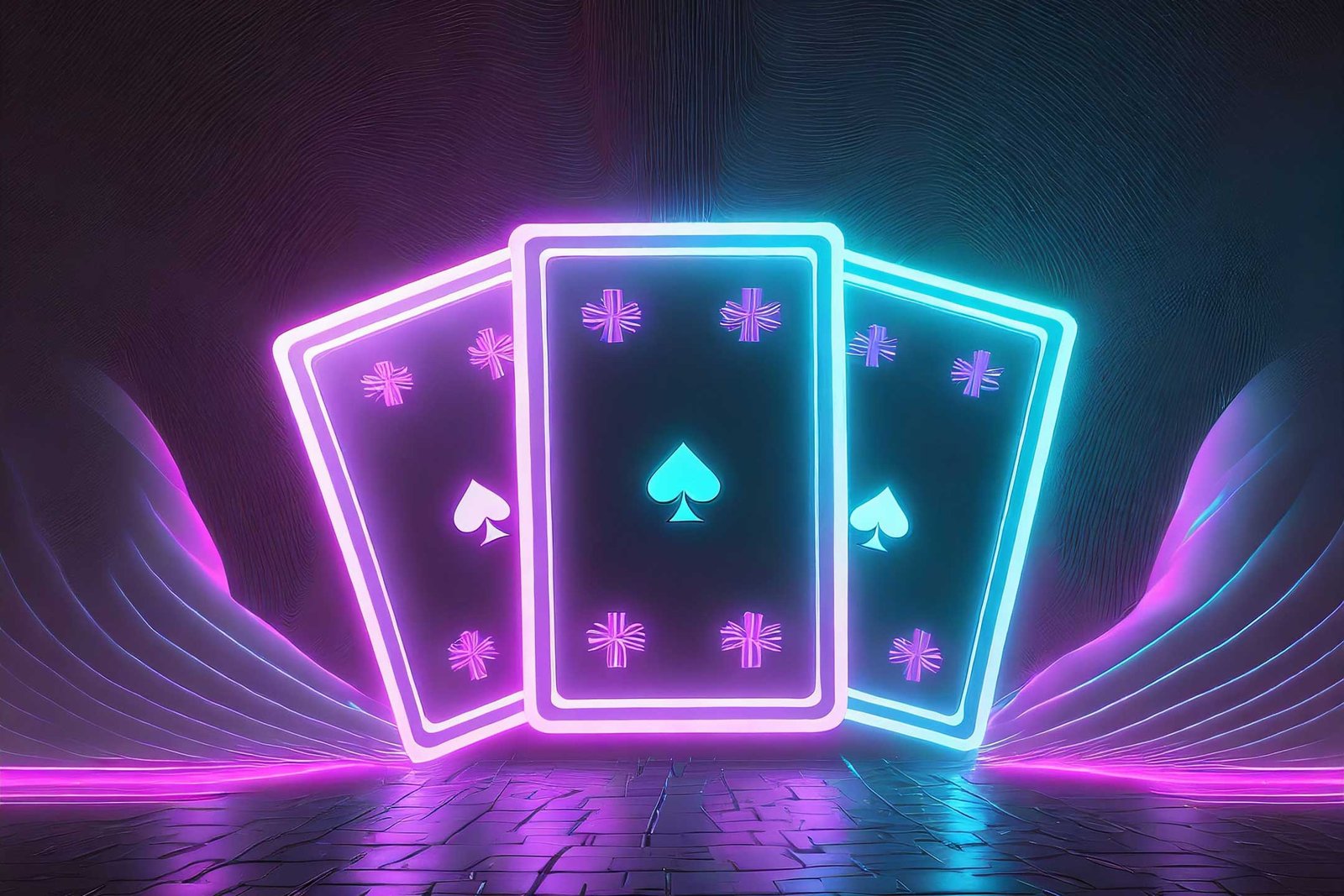 3 pokerkaarten in neon