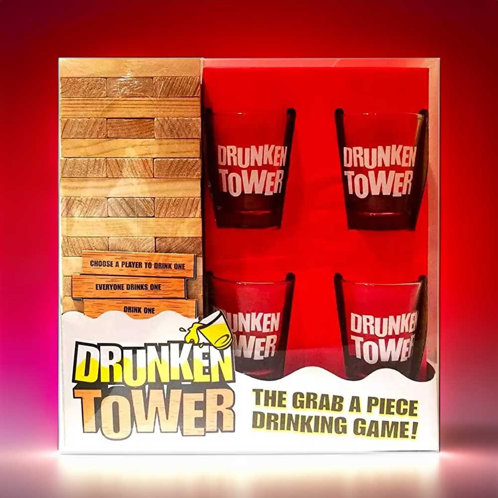 Dronken toren - incl. 4 borrelglaasjes, wiebeltoren, gezelschapsspel, aangeschoten toren