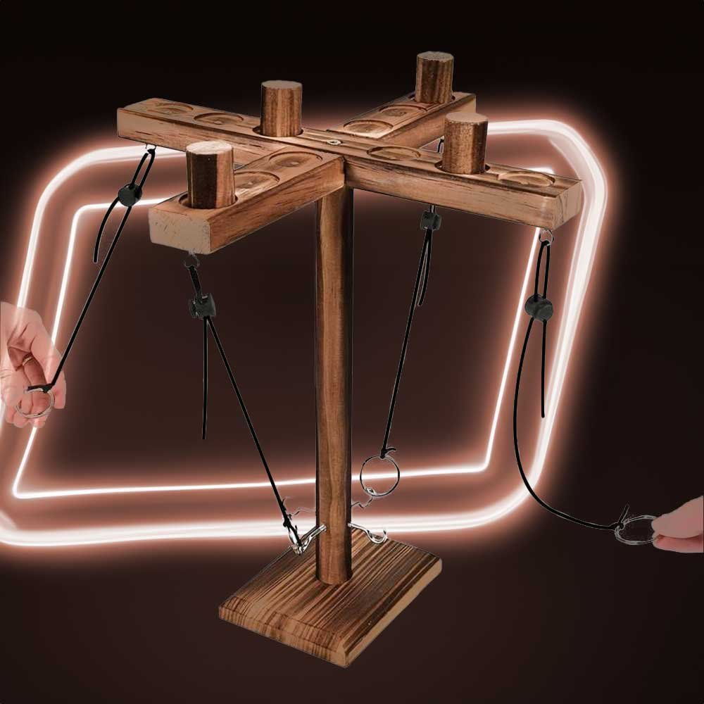 Ring toss drinkspel 4 spelers - ring toss houten werphaak spel