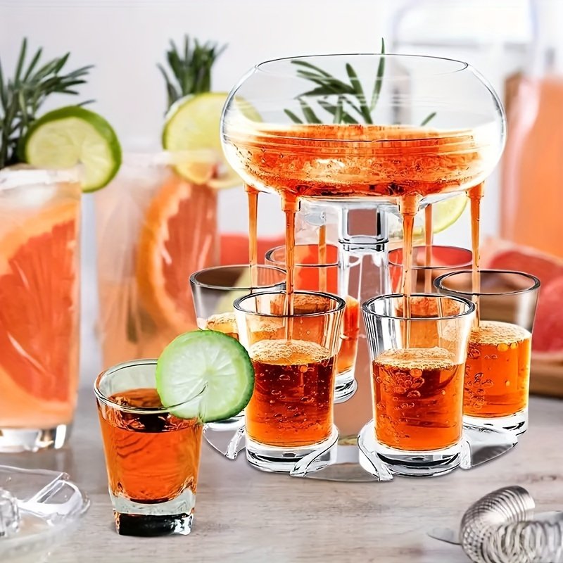 6er Transparenter Shot Verteiler, Shotdispenser, Schnapsglas Spender, Perfekt für Partys & Spiele - Afbeelding 2