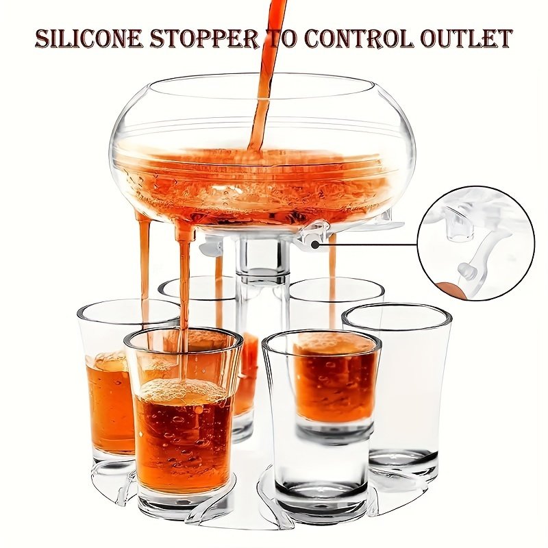 6er Transparenter Shot Verteiler, Shotdispenser, Schnapsglas Spender, Perfekt für Partys & Spiele - Afbeelding 3
